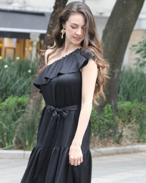 VESTIDO ASÍMETRICO NEGRO EDEN