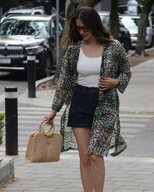 KIMONO LARGO VERDE DOTS