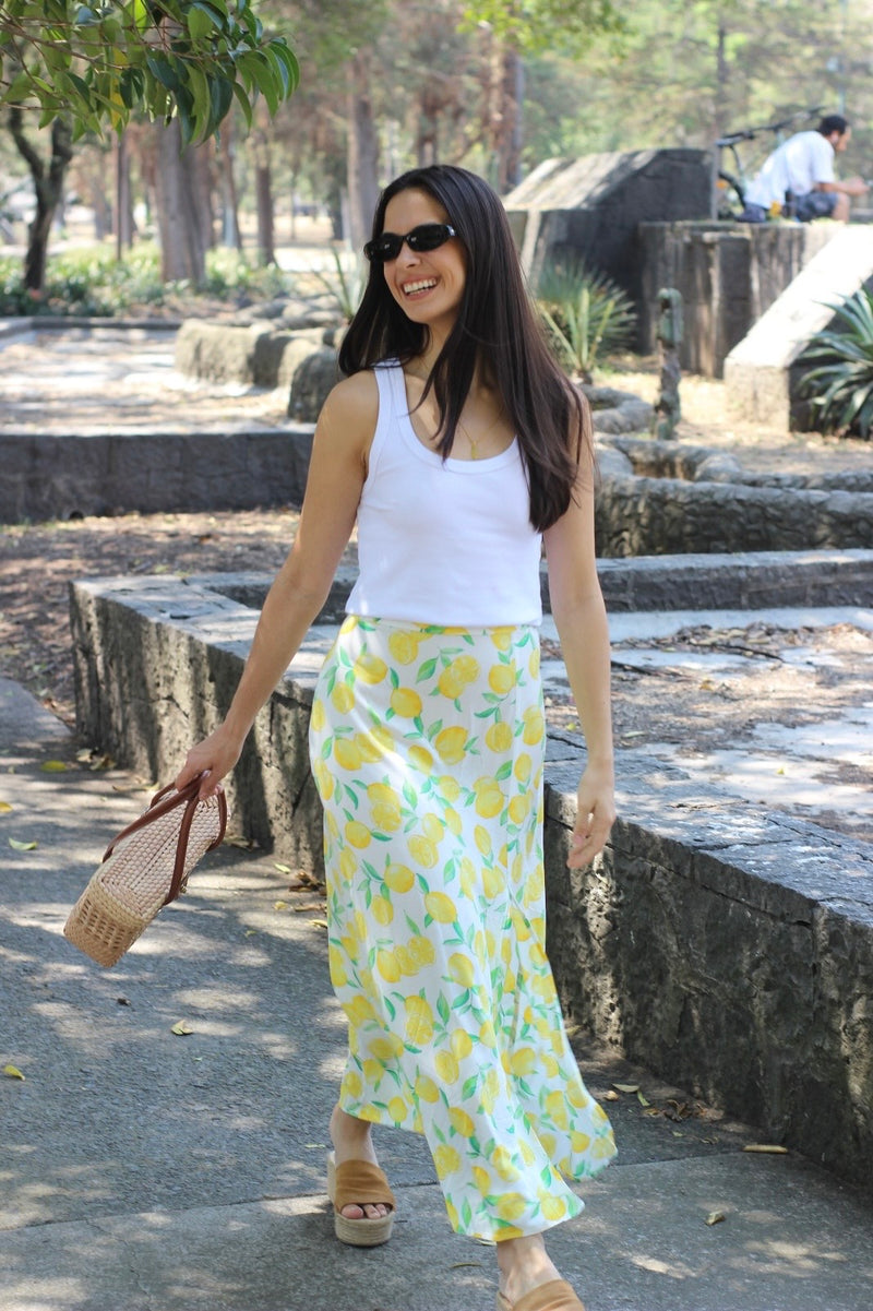 FALDA MIDI LIMONES