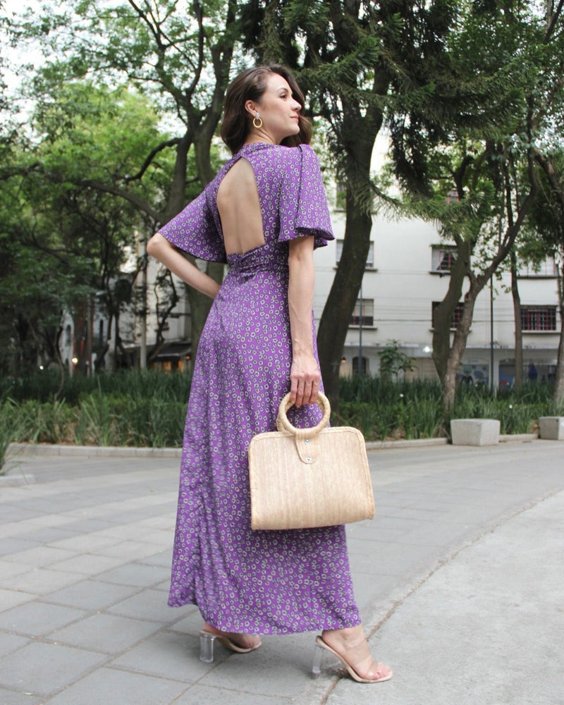 VESTIDO GLORIA MORADO MARGARITAS