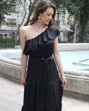 VESTIDO ASÍMETRICO NEGRO EDEN