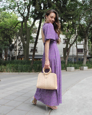 VESTIDO GLORIA MORADO MARGARITAS