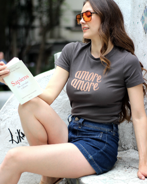 Playera Nicolette Mocha "AMORE AMORE" XS o S