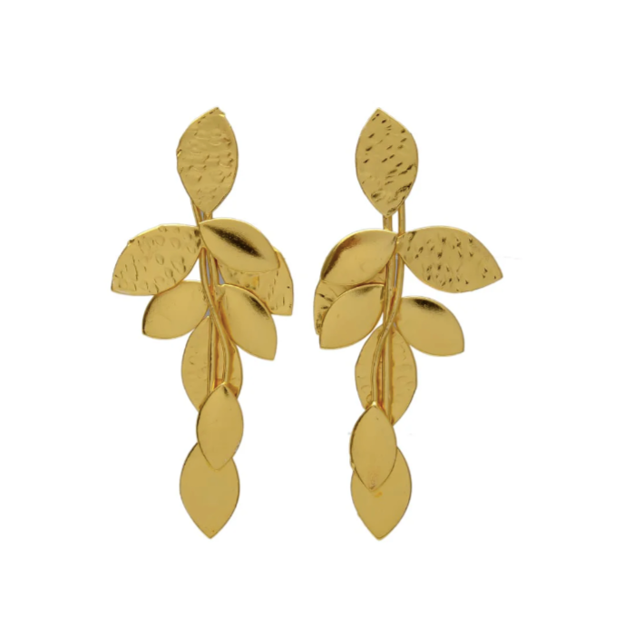 ARETES COLGANTES ELI HOJAS DORADOS