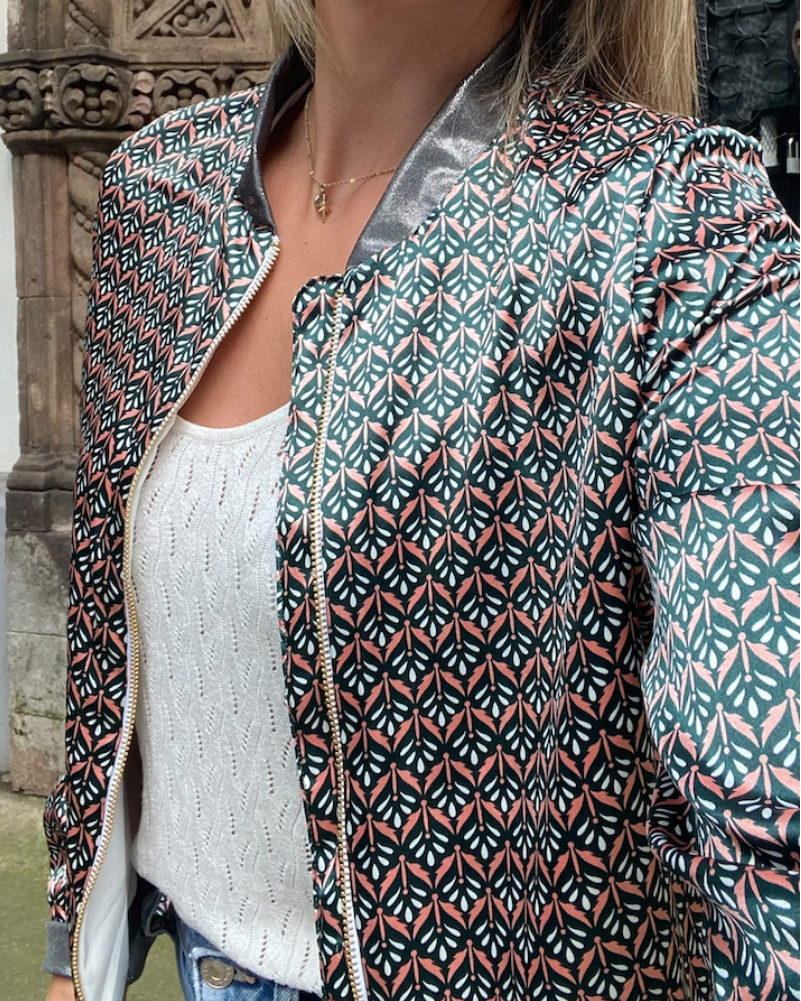CHAMARRA BOMBERS TURIN VERDE CON ROSA