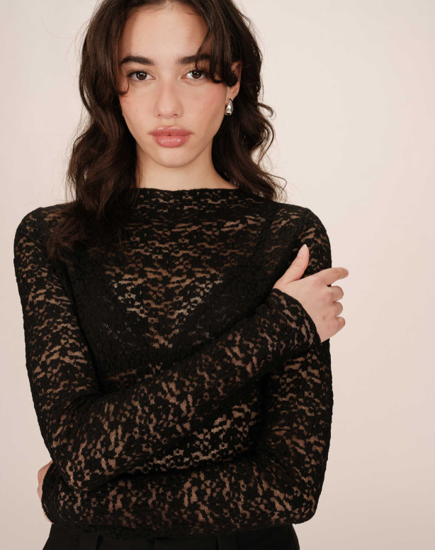 BLUSA DE ENCAJE NEGRA SHADY (T.G)