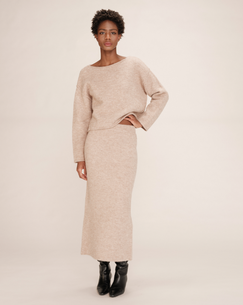 Falda tubo Toundra de punto beige