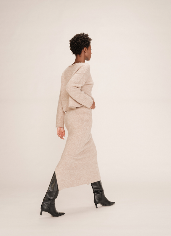 Falda tubo Toundra de punto beige