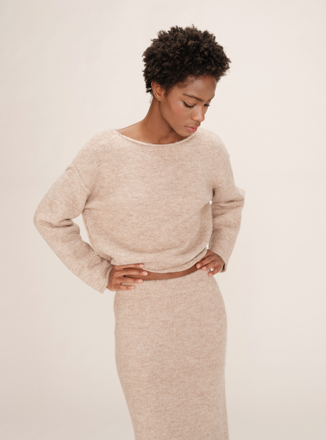 Falda tubo Toundra de punto beige