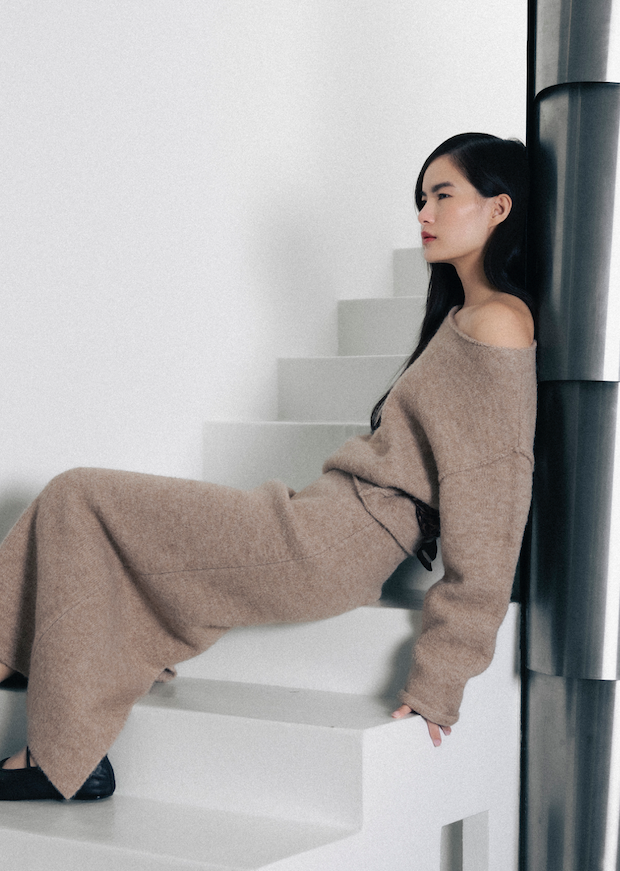 Falda tubo Toundra de punto beige