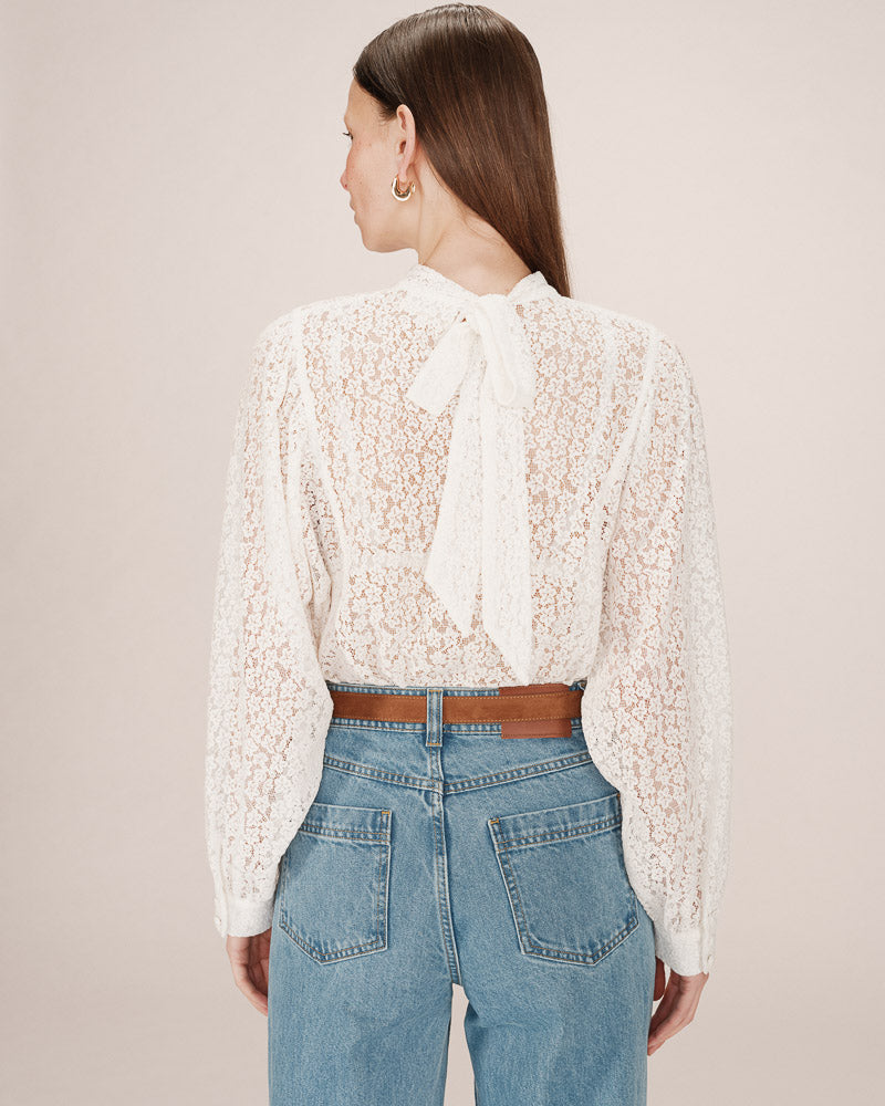 BLUSA DE ENCAJE SICILIA MARFIL