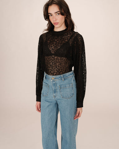 BLUSA DE ENCAJE NEGRA SHADY (T.G)