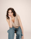 CARDIGAN SIN MANGA SANTA BEIGE