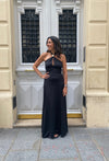 VESTIDO ELEGANTE HALTER DIANE SATIN NEGRO