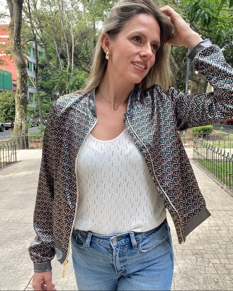 CHAMARRA BOMBERS TURIN VERDE CON ROSA
