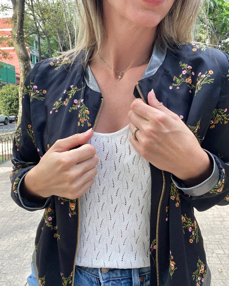 CHAMARRA BOMBERS TURIN NEGRA FLORES