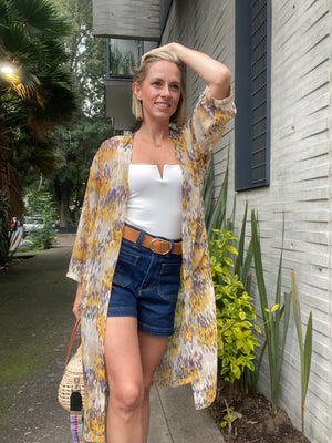 KIMONO LARGO GASA SUAVE AMARILLO LILA LLUVIA -20%