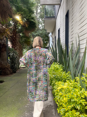 KIMONO LARGO VERDE DOTS