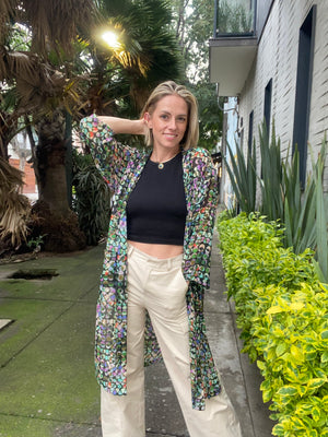 KIMONO LARGO VERDE DOTS