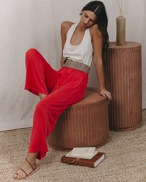 PANTALON FLUIDO KARITE ROJO NARANJA -50%
