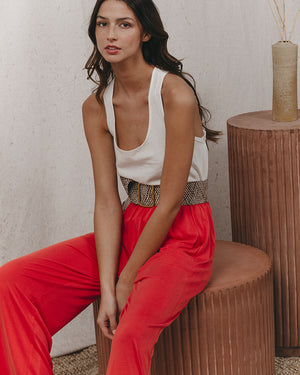 PANTALON FLUIDO KARITE ROJO NARANJA -50%