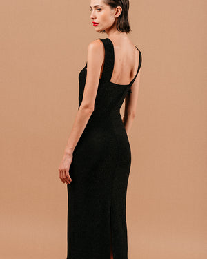VESTIDO MIDI LOUISE NEGRO -30% (T G)