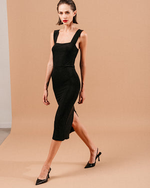 VESTIDO MIDI LOUISE NEGRO -30% (T G)