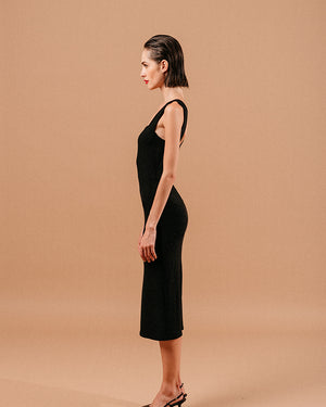 VESTIDO MIDI LOUISE NEGRO -30% (T G)