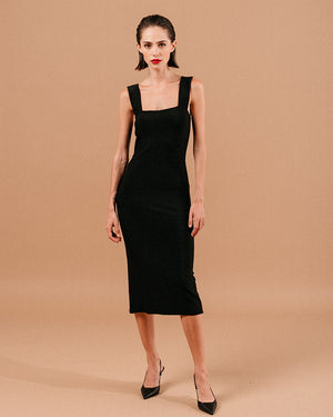 VESTIDO MIDI LOUISE NEGRO -30% (T G)