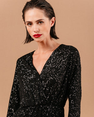VESTIDO CORTO LOVE GLITTER NEGRO -30% T.CH