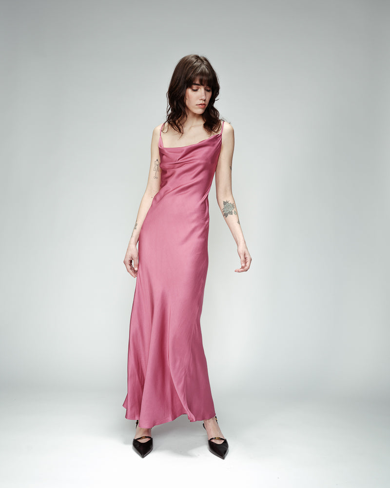 VESTIDO LENCERO SATINADO ROSA ORPHEE