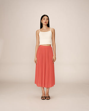 FALDA TABLEADA PLISSE CORAL (G)