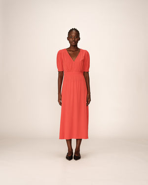 VESTIDO MIDI POLDIE CORAL ROJO