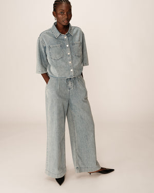 PANTALÓN DE MEZCLILLA POMPON