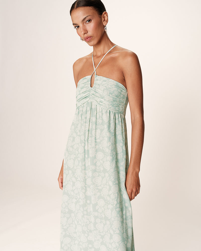 VESTIDO SATIN LARGO REINE VERDE