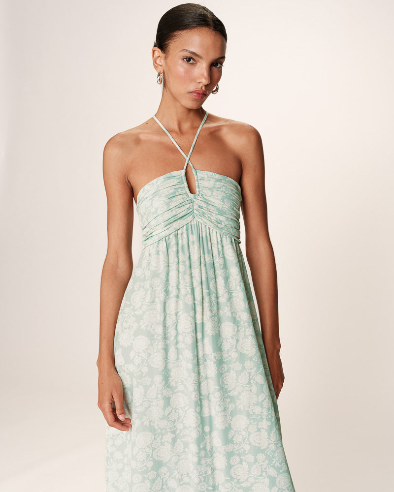 VESTIDO SATIN LARGO REINE VERDE