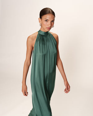 VESTIDO LARGO SATIN ROSE VERDE