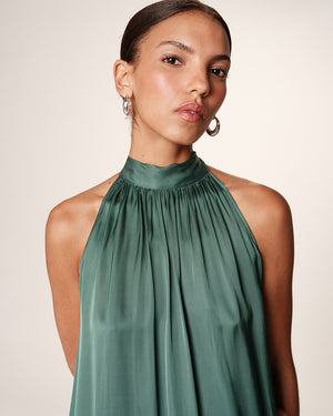 VESTIDO LARGO SATIN ROSE VERDE