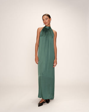 VESTIDO LARGO SATIN ROSE VERDE