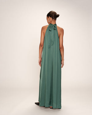 VESTIDO LARGO SATIN ROSE VERDE