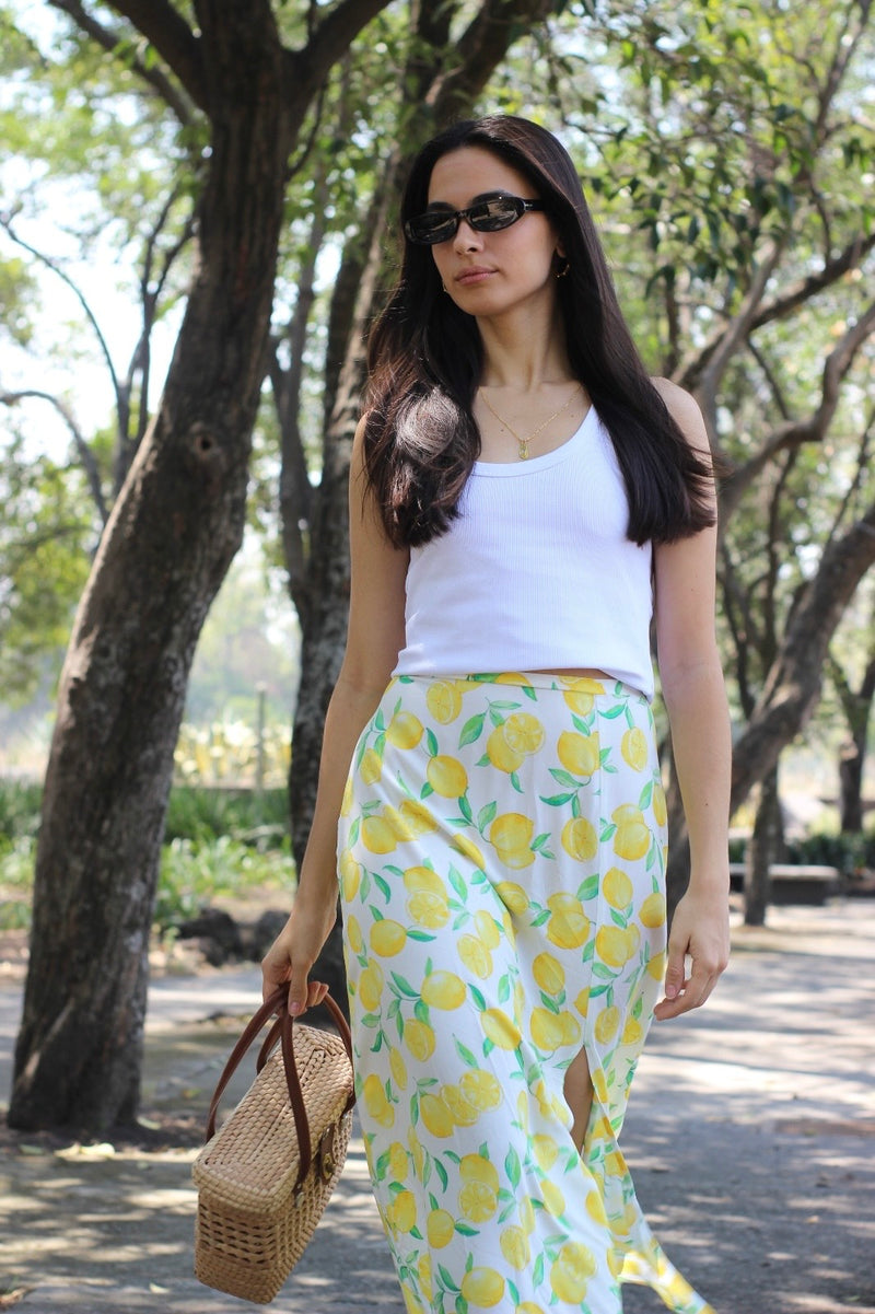 FALDA MIDI LIMONES