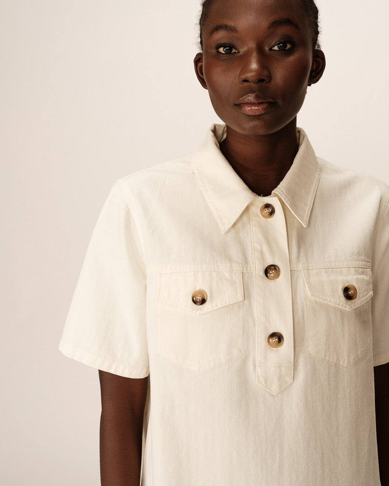 VESTIDO CORTO MEZCLILLA PHILINE CRUDO