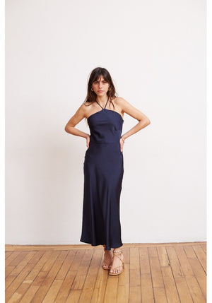 VESTIDO EMILY SATIN AZUL NOCHE (XCH o CH)