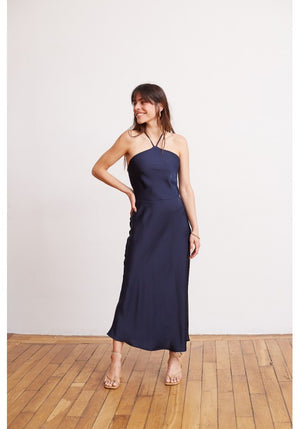 VESTIDO EMILY SATIN AZUL NOCHE (XCH o CH)