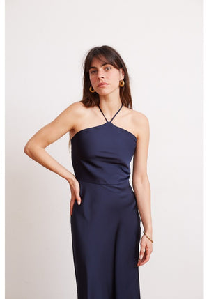 VESTIDO EMILY SATIN AZUL NOCHE (XCH o CH)