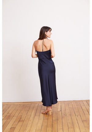 VESTIDO EMILY SATIN AZUL NOCHE (XCH o CH)