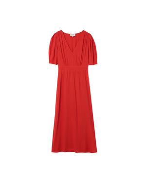 VESTIDO MIDI POLDIE CORAL ROJO