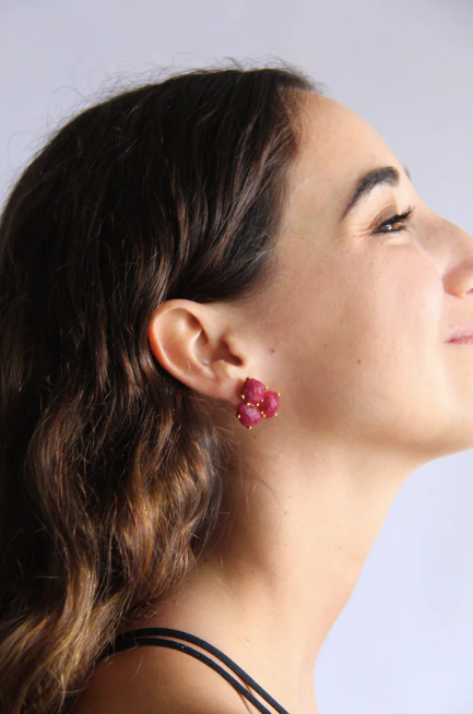 ARETES PIEDRAS CECILE RUBI CON AMAZONITA
